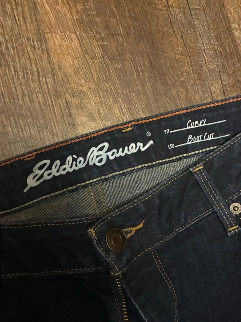Eddie Bauer Women’s 14 Curvy Bootcut Jeans Dark Wash Stretch Denim
